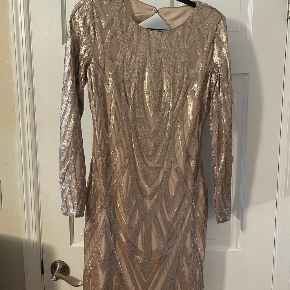 Elegant Sequin Long Sleeve Dress